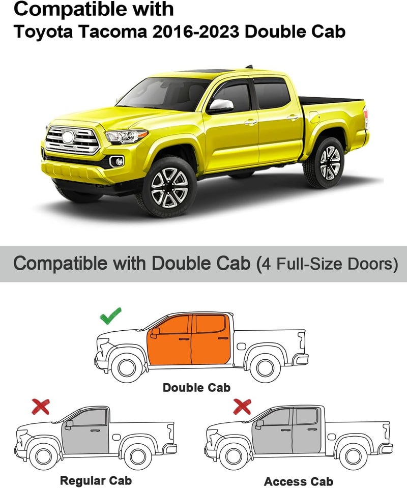Deejecsun in-Channel Window Rain Guards Fit for Toyota Tacoma Double Cab 2016-2023 Rain Guard Extra Durable Window Deflectors Vent Visors Vent Shades Exterior Truck Accessories - Image 3
